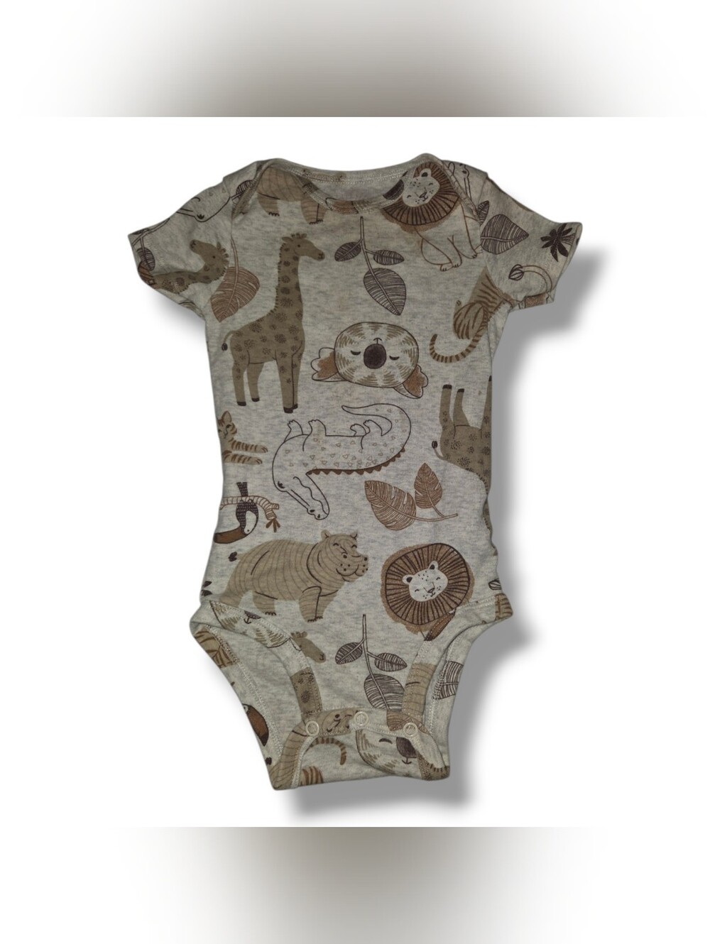 Carter's Neutral Brown & Beige Safari Animal Short-Sleeve One-Piece Bodysuit